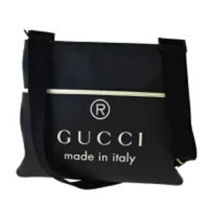 Gucci messenger bag canvas prominent GUCCI logo Black